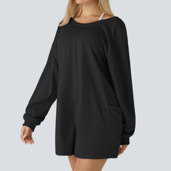 Long Sleeve Backless Side Pocket Casual Romper-Front and Back Wearable NWT L - Picture 8 of 15